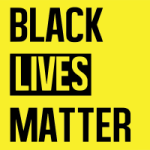 the black and yellow Black Lives Matter logo 