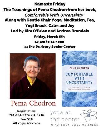 flyer with picture of Pema Chodron and her book