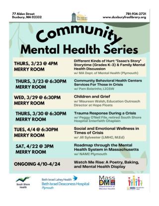 Upcoming Community Mental Health Series