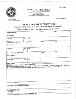 Trench Permit Application